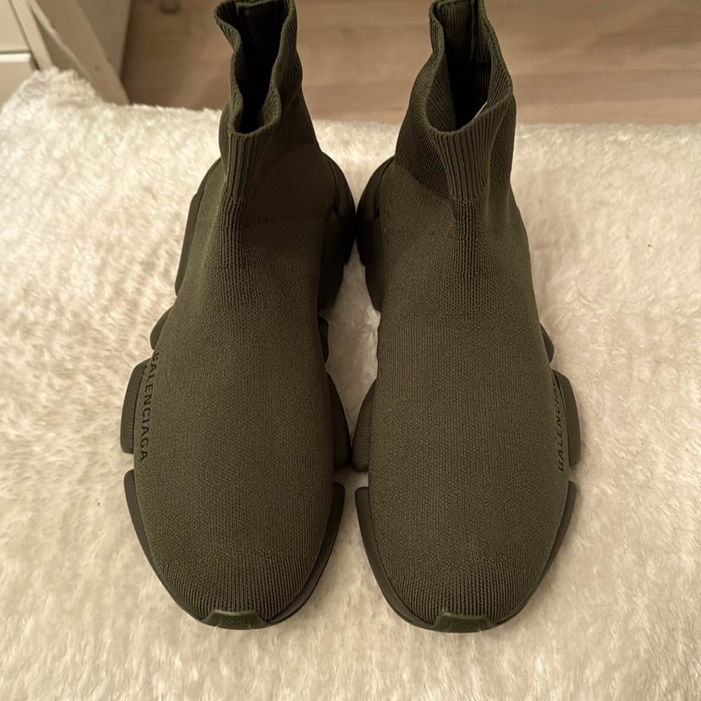 Balenciaga Olive Green Speed Trainer Sock Sneakers